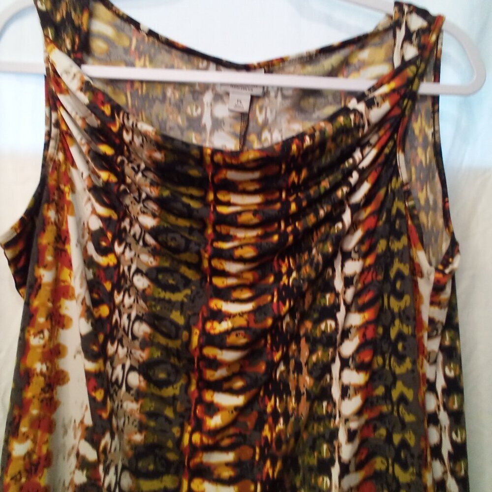 Worthington Blouse PL Petite L Sleeveless Scoop Neck Pattern Colorful - Picture 9 of 15
